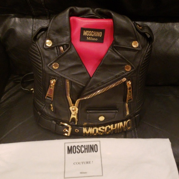 SOLD Moschino Biker Jacket Leather Backpack - Picture 2 of 7